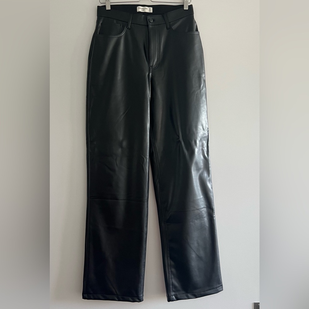 Abercrombie & Fitch Curve Love Vegan Leather High Rise Loose Pant